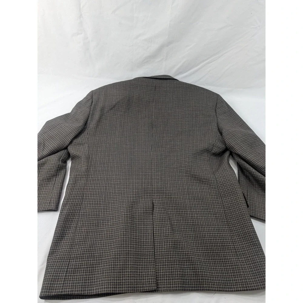 Jos. A Bank Blazer Sport Jacket 100% Wool Gray Gingham Plaid 42S 44